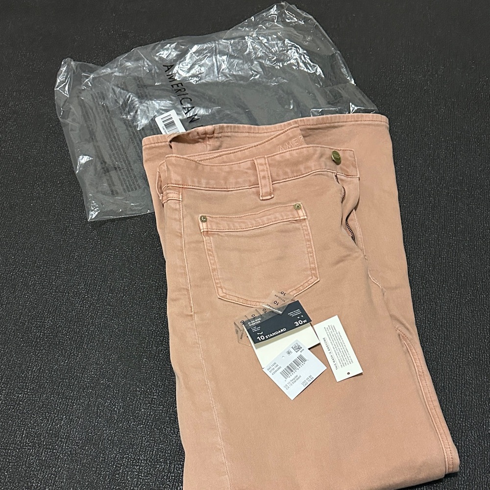 American Eagle high rise stretch coral jeans size 10 - Picture 2 of 14